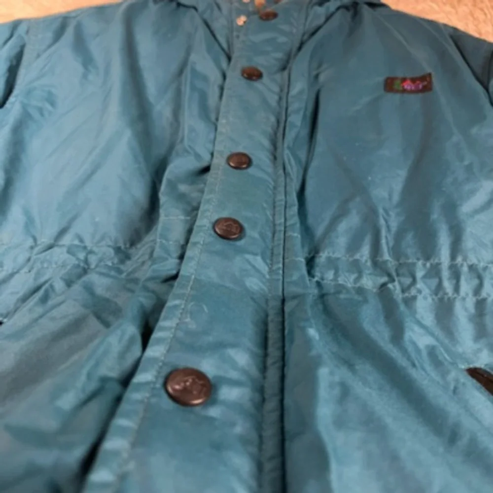 REI‎ Girls Jacket Teal Blue Zip Pockets Snap Buttons Hooded Long Sleeve M 8/10